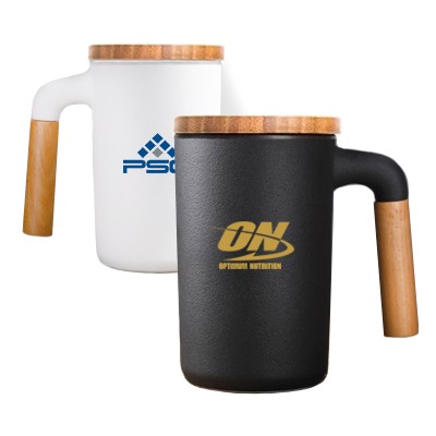 DESIGNER Ceramic Mug with Wooden Handle - 450ml