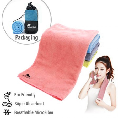 Microfiber Travel Towel with Drawstring Pouch - 90g